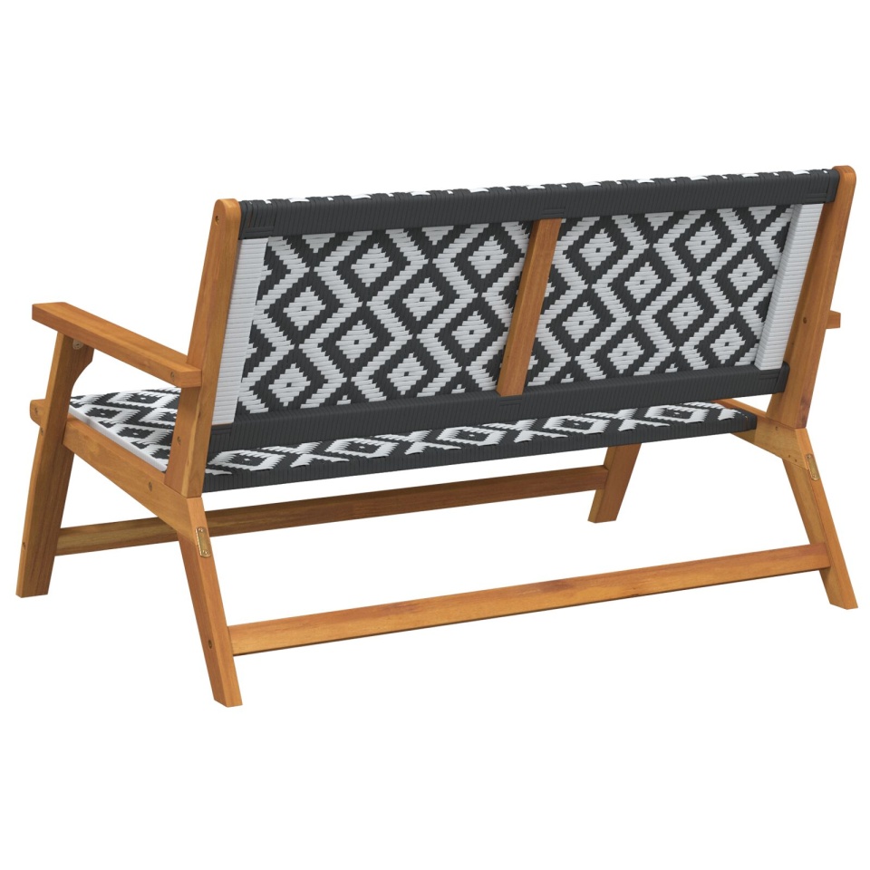 Bancă de grădină Negru și Alb 122x76x73,5 cm Lemn solid de acacia - 3 | YEO