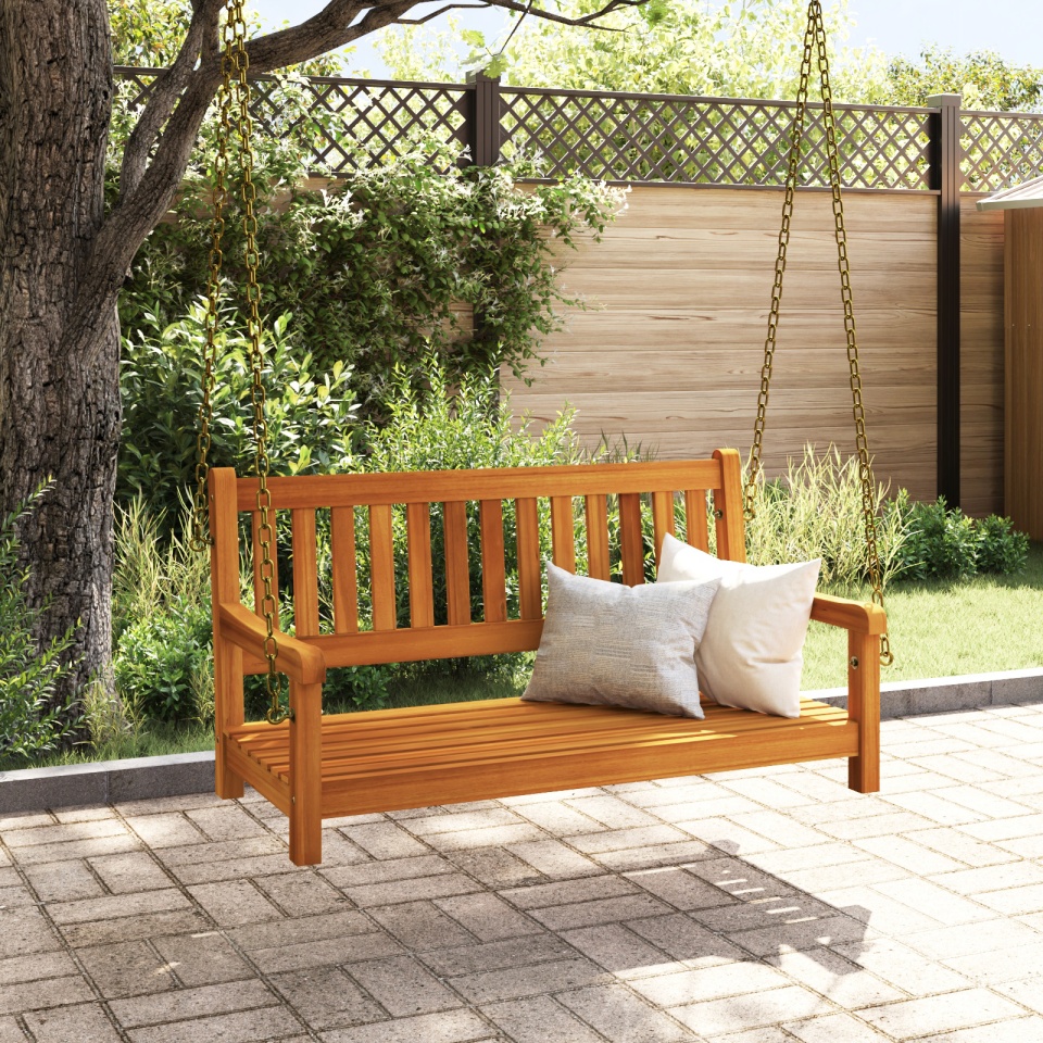 Bancă de leagăn pentru 2 persoane 110x56x58 cm din lemn tare de acacia - 2 | YEO