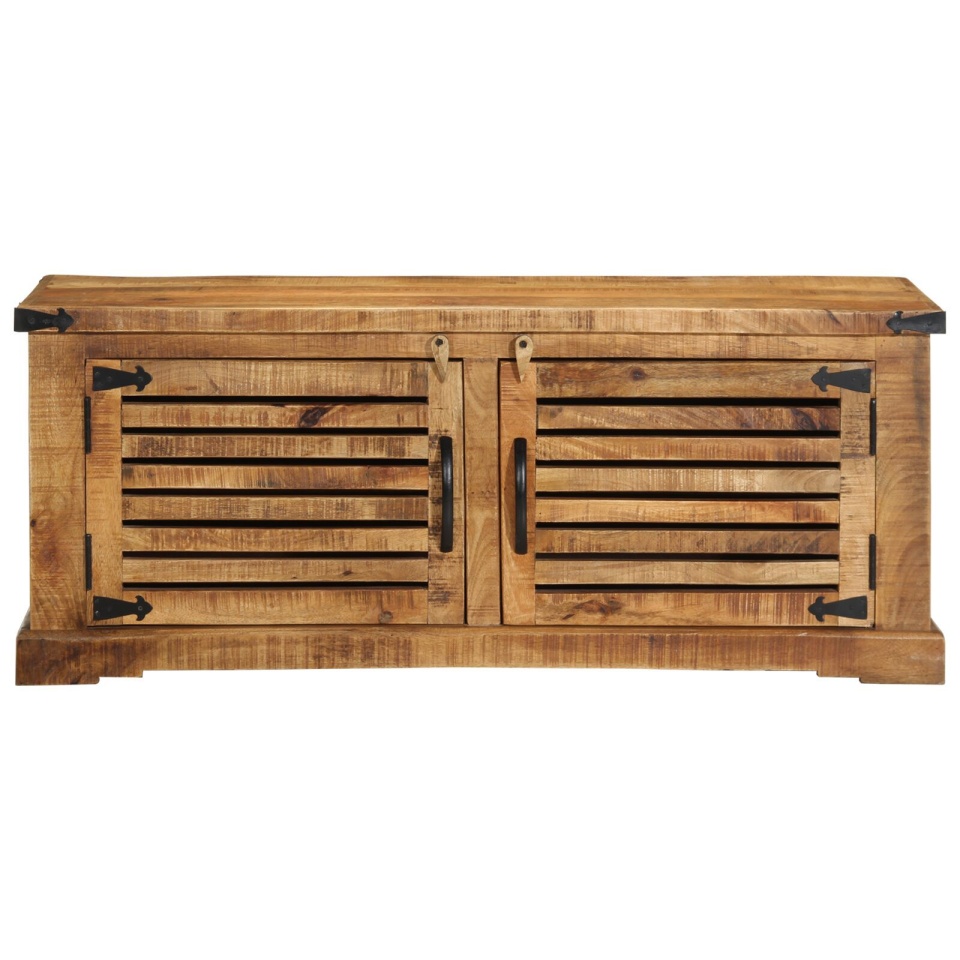 Bancă pentru pantofi 110x38x45 cm din lemn masiv de mango brut - 3 | YEO