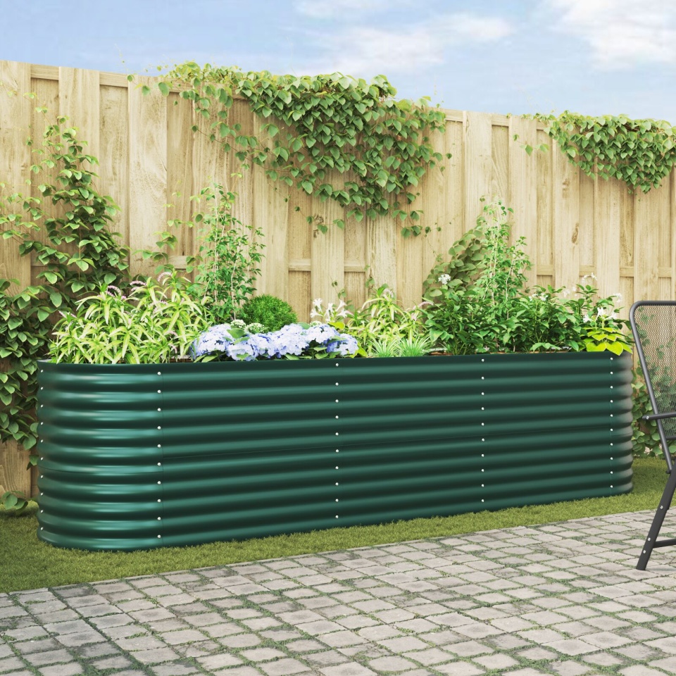 Bază de Grădină Ridicată Verde 320x80x81 cm din Oțel Galvanizat