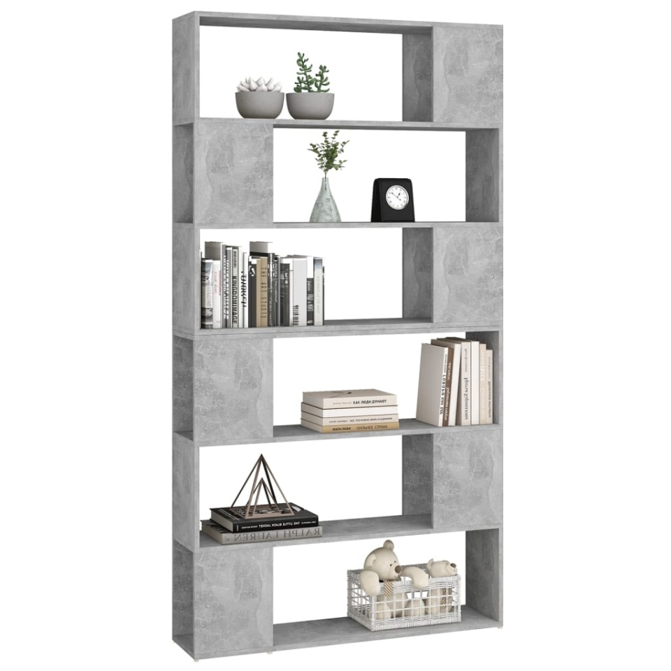 Bibliotecă/Separator cameră, gri beton, 100x24x188 cm - 3 | YEO