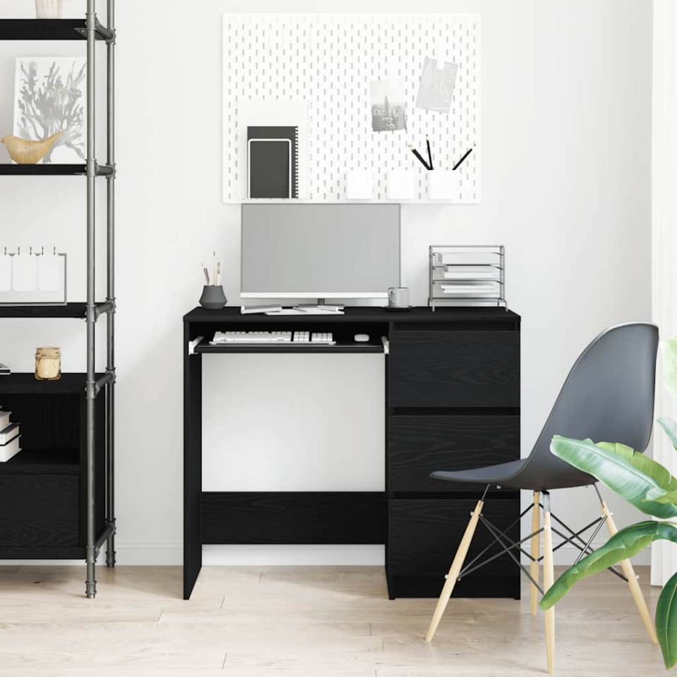 Birou Stejar negru 90x45x76 cm Lemn prelucrat - 2 | YEO
