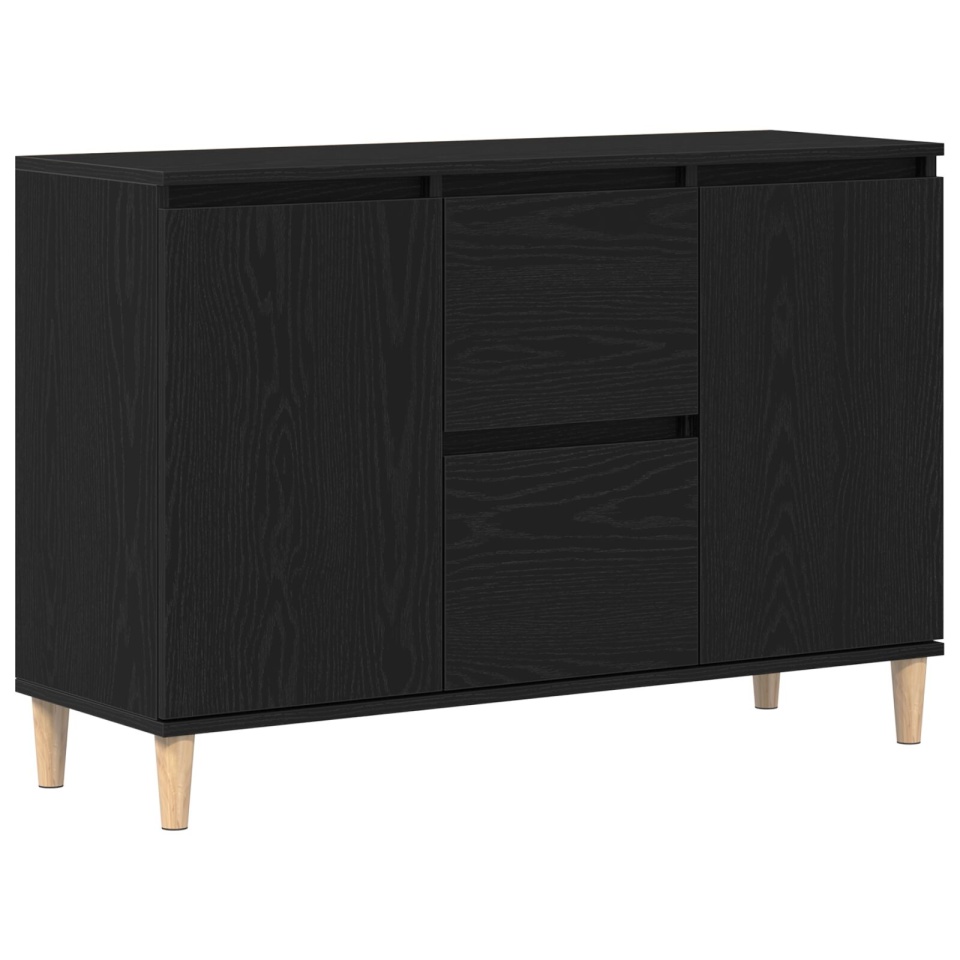 Bufet Negru Stejar 101x35x60 cm din Lemn Ingineresc - 1 | YEO