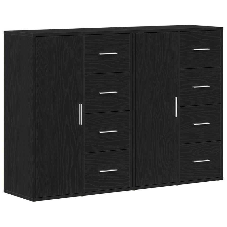 Bufete 2 buc Negru Stejar 60x31x84 cm Lemn Ingineresc - 1 | YEO