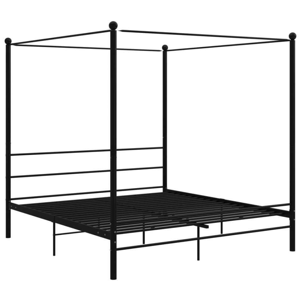 Cadru de pat cu baldachin, negru, 180x200 cm, metal - 1 | YEO