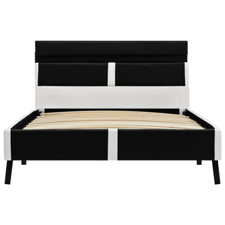 Cadru de pat cu LED, negru, 90 x 200 cm, piele artificială - 3 | YEO