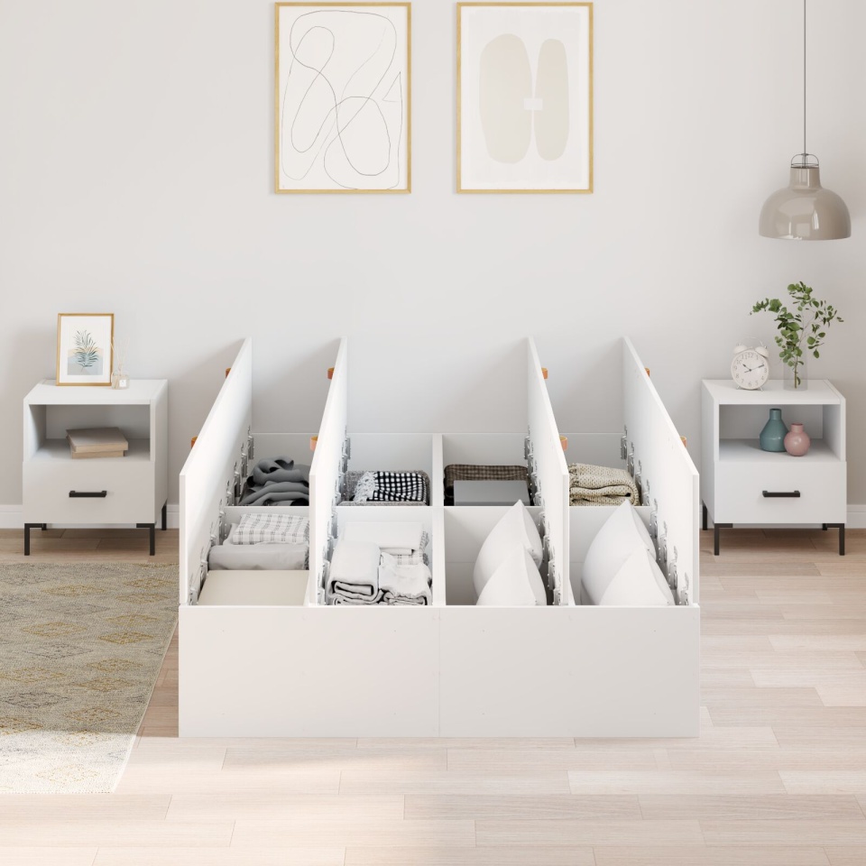 Cadru de pat de depozitare Alb 120x200 cm - 3 | YEO