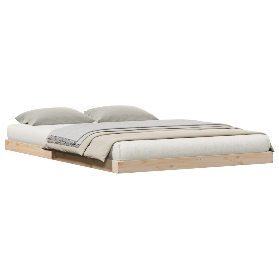 Cadru de pat de podea, alb, 160x220 cm, lemn masiv de pin - 1 | YEO
