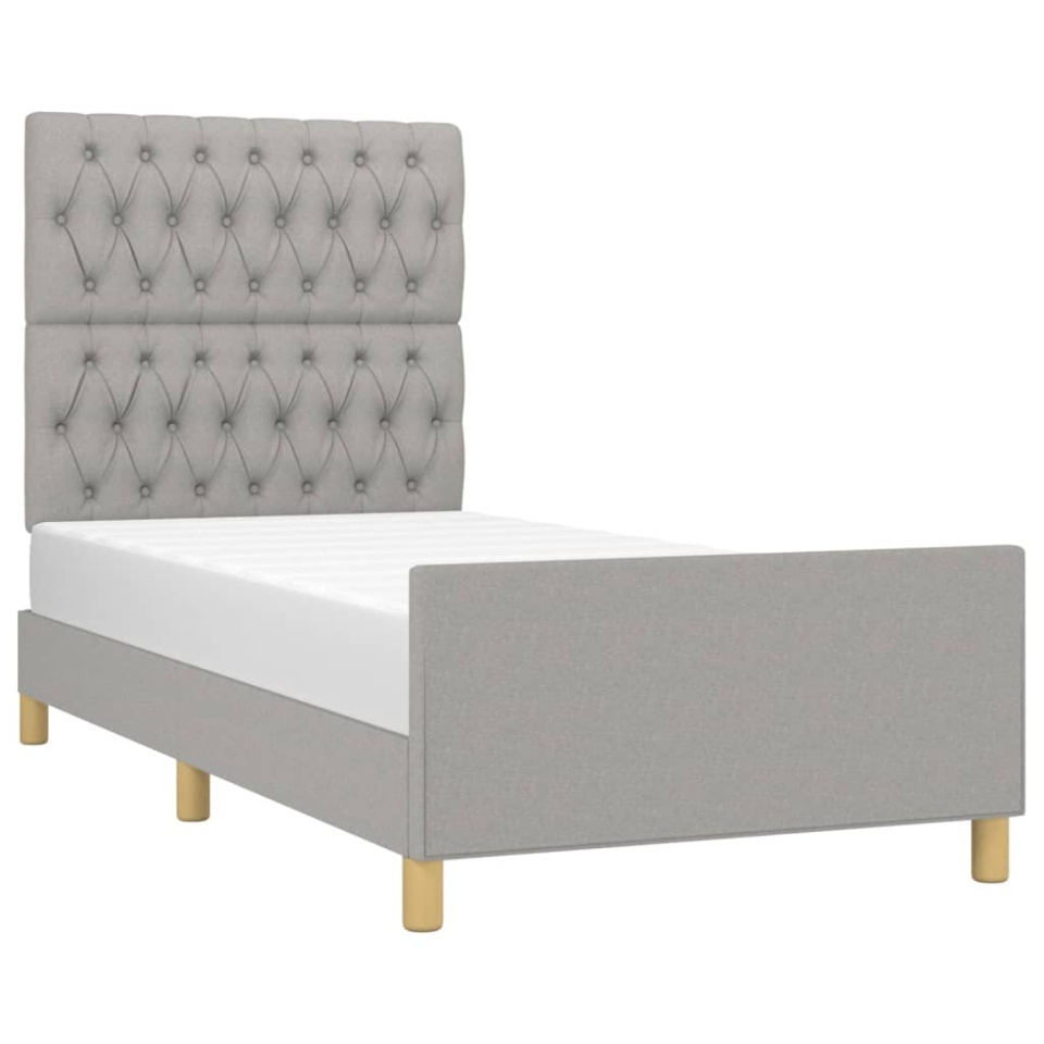 Cadru de pat fără saltea, gri deschis, 90x190 cm, textil - 2 | YEO