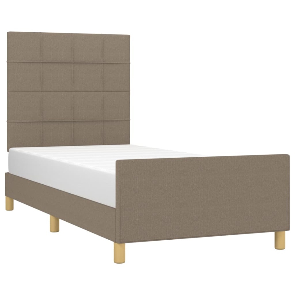 Cadru de pat fără saltea Taupe 90x200 cm țesătură - 2 | YEO