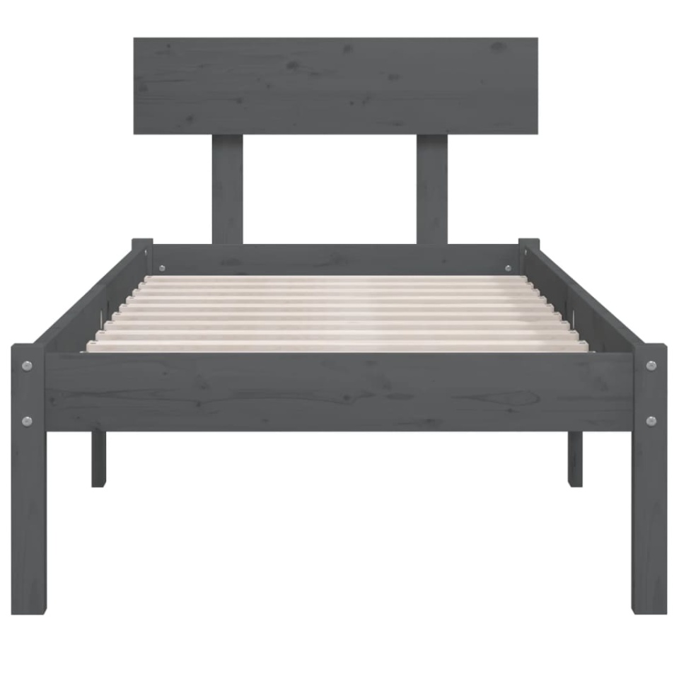 Cadru de pat single, gri, 90x190 cm, lemn masiv de pin - 3 | YEO
