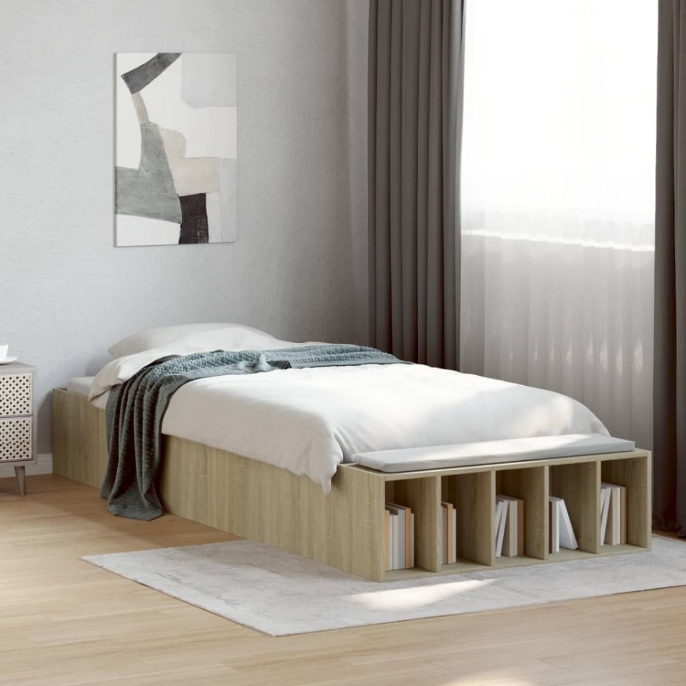 Cadru de pat, stejar sonoma, 75x190 cm, lemn prelucrat