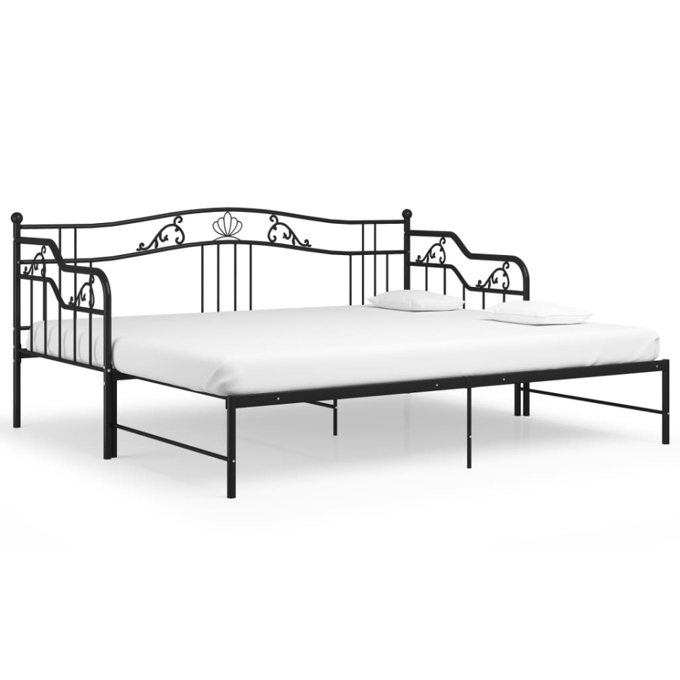 Cadru pat canapea extensibilă, negru, 90x200 cm, metal - 1 | YEO