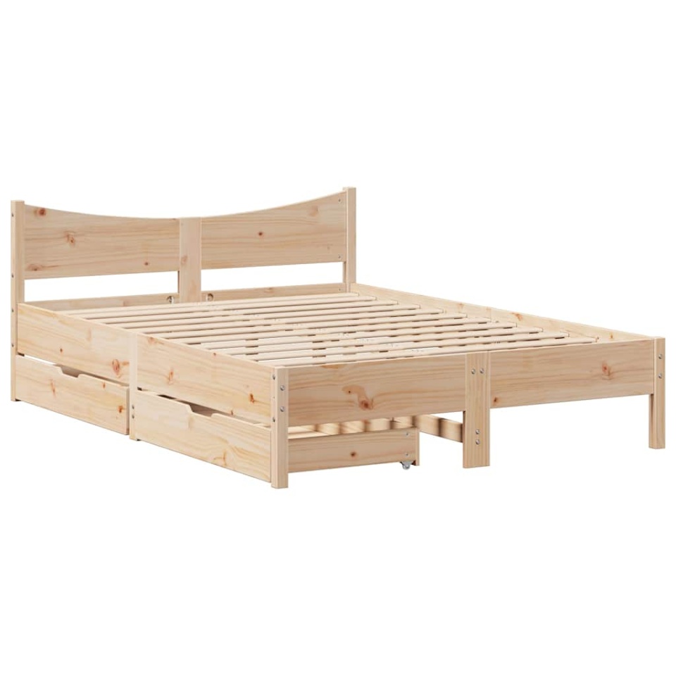Cadru pat cu sertare, 140x200 cm, lemn masiv pin - 1 | YEO