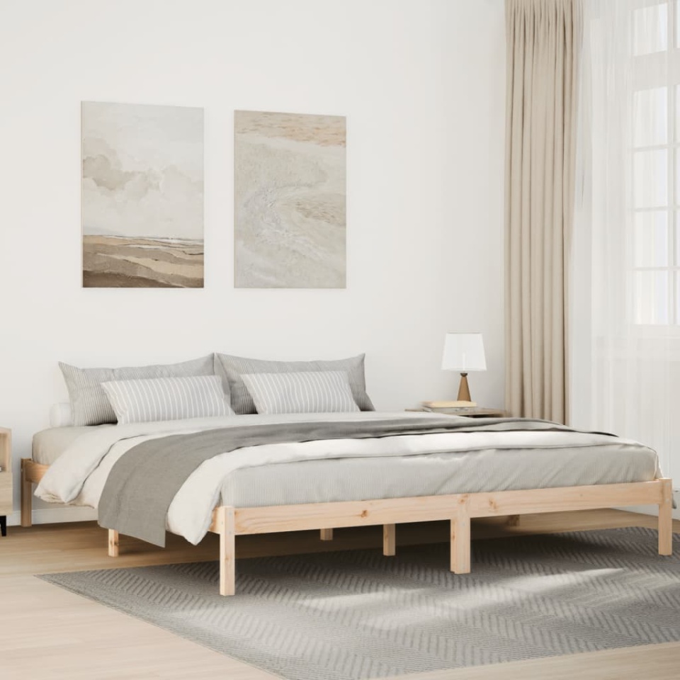 Cadru pat foarte lung fără saltea, 180x220 cm, lemn masiv pin