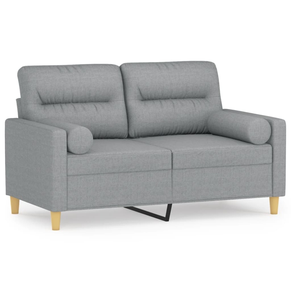 Canapea cu 2 locuri cu pernuțe, gri deschis, 120 cm, textil - 1 | YEO