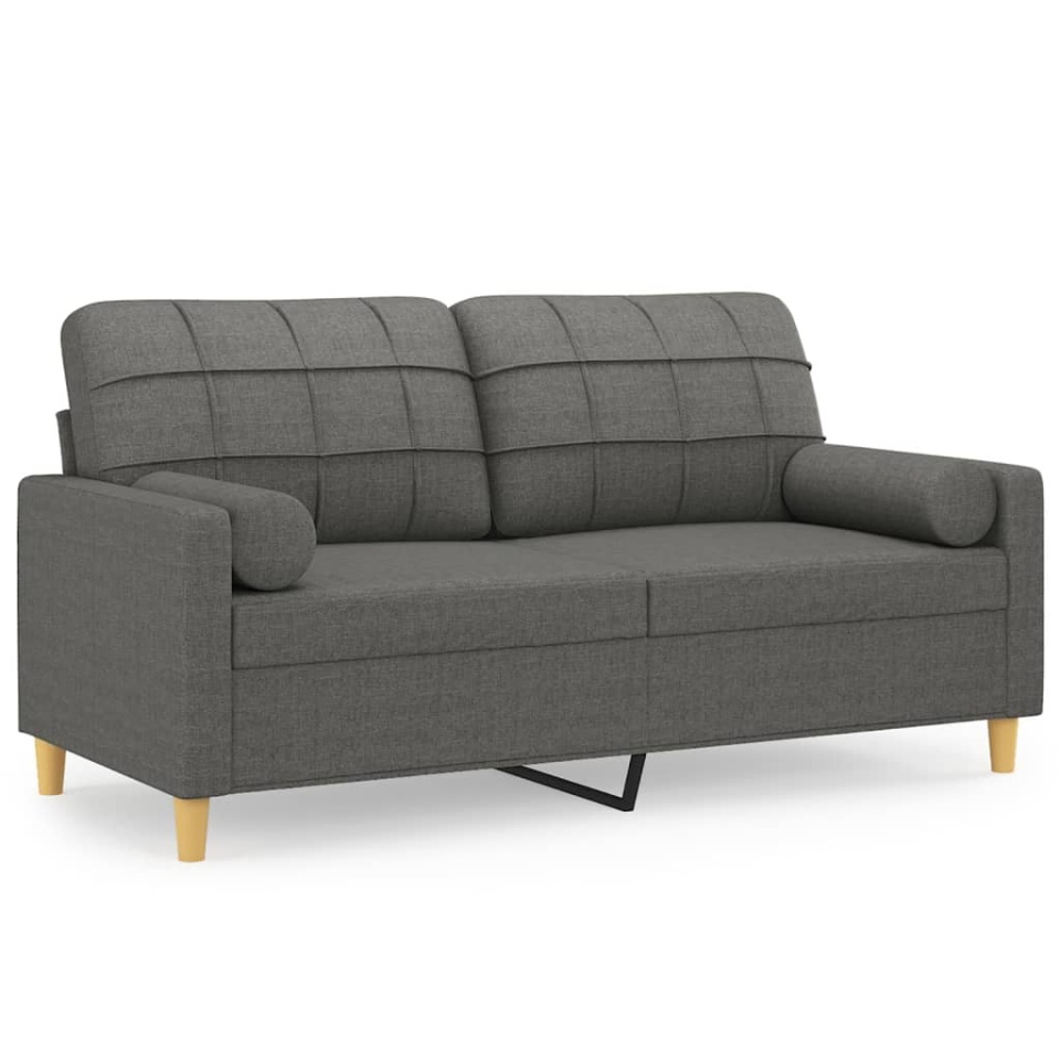 Canapea cu 2 locuri cu pernuțe, gri închis, 140 cm, textil - 1 | YEO