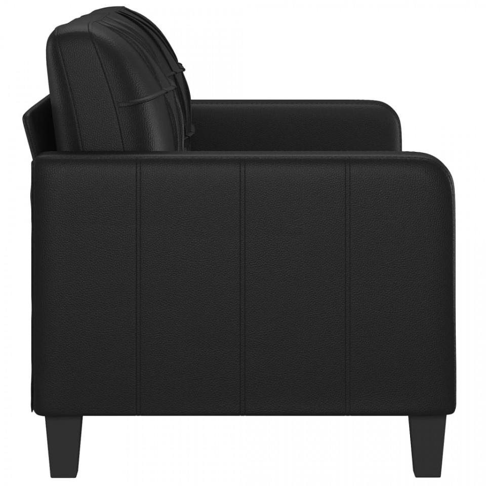 Canapea cu 2 locuri, negru, 140 cm, piele ecologică - 3 | YEO