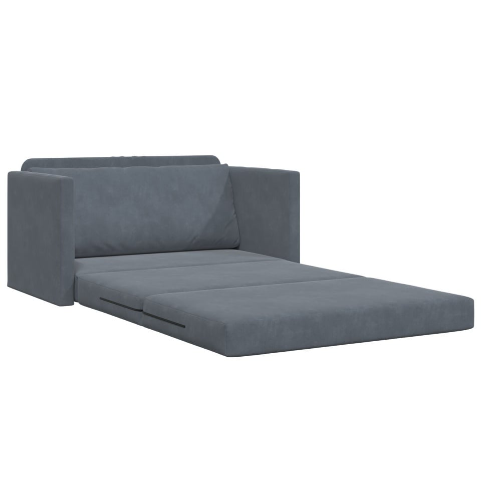 Canapea extensibilă 2 în 1 gri închis 124x204x61 cm Velur - 3 | YEO
