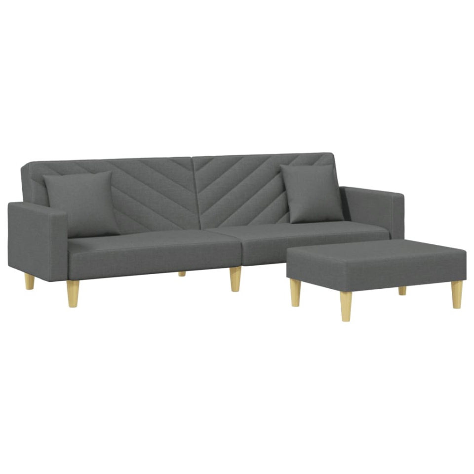 Canapea extensibilă 2 locuri/perne/taburet, gri închis, textil - 1 | YEO