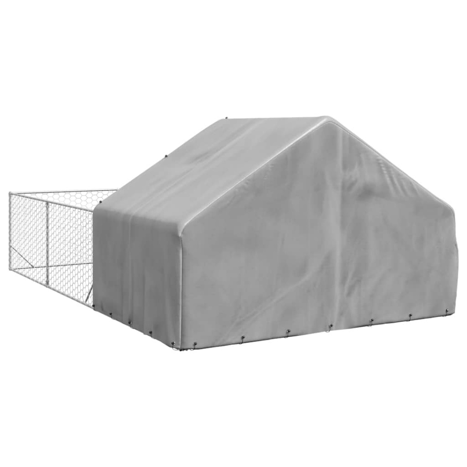 Canisa de exterior cu alergare 6x3x1,9 m otel galvanizat