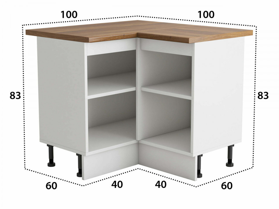 Coltar Alfa, Alb, Blat termic nuc, PAL, 100x83x60 cm - 4 | YEO