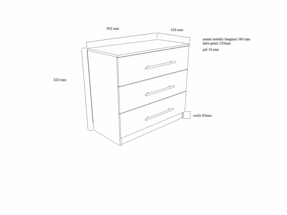 Comoda beta, alb, 90x82x42.5 cm - 2 | YEO