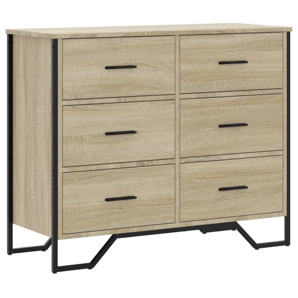 Comodă cu sertare, stejar sonoma 91x35,5x74,5 cm lemn prelucrat - 1 | YEO