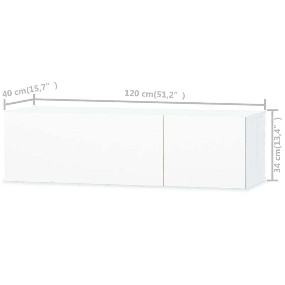 Comodă TV, alb extralucios, 120x40x34 cm, PAL - 4 | YEO