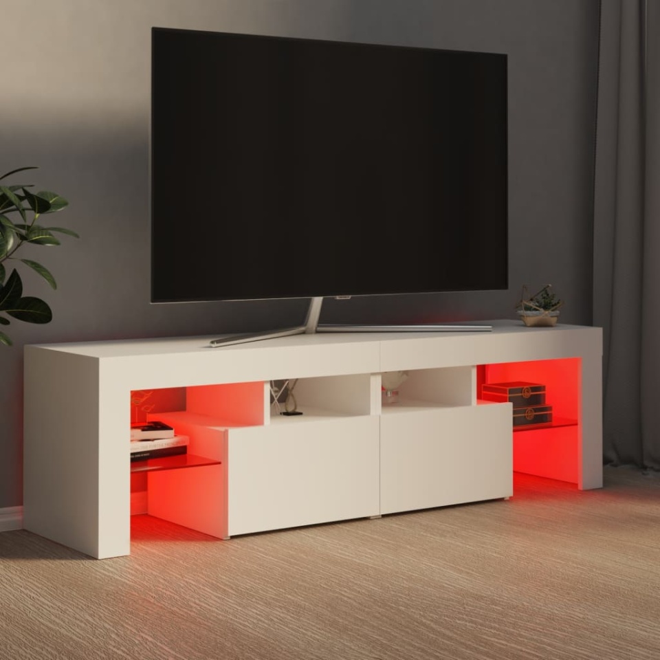 Comodă TV cu lumini LED, alb, 140x36,5x40 cm - 4 | YEO