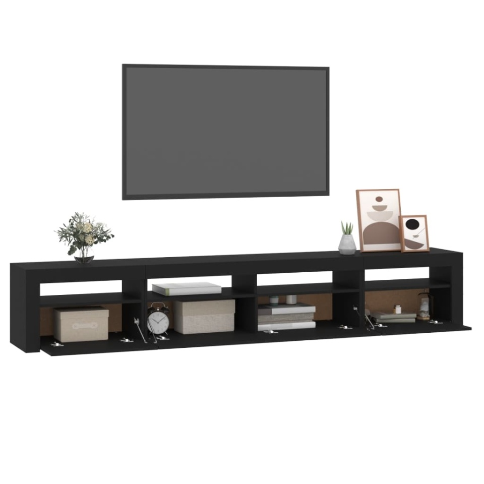Comodă TV cu lumini LED, negru, 240x35x40cm - 4 | YEO