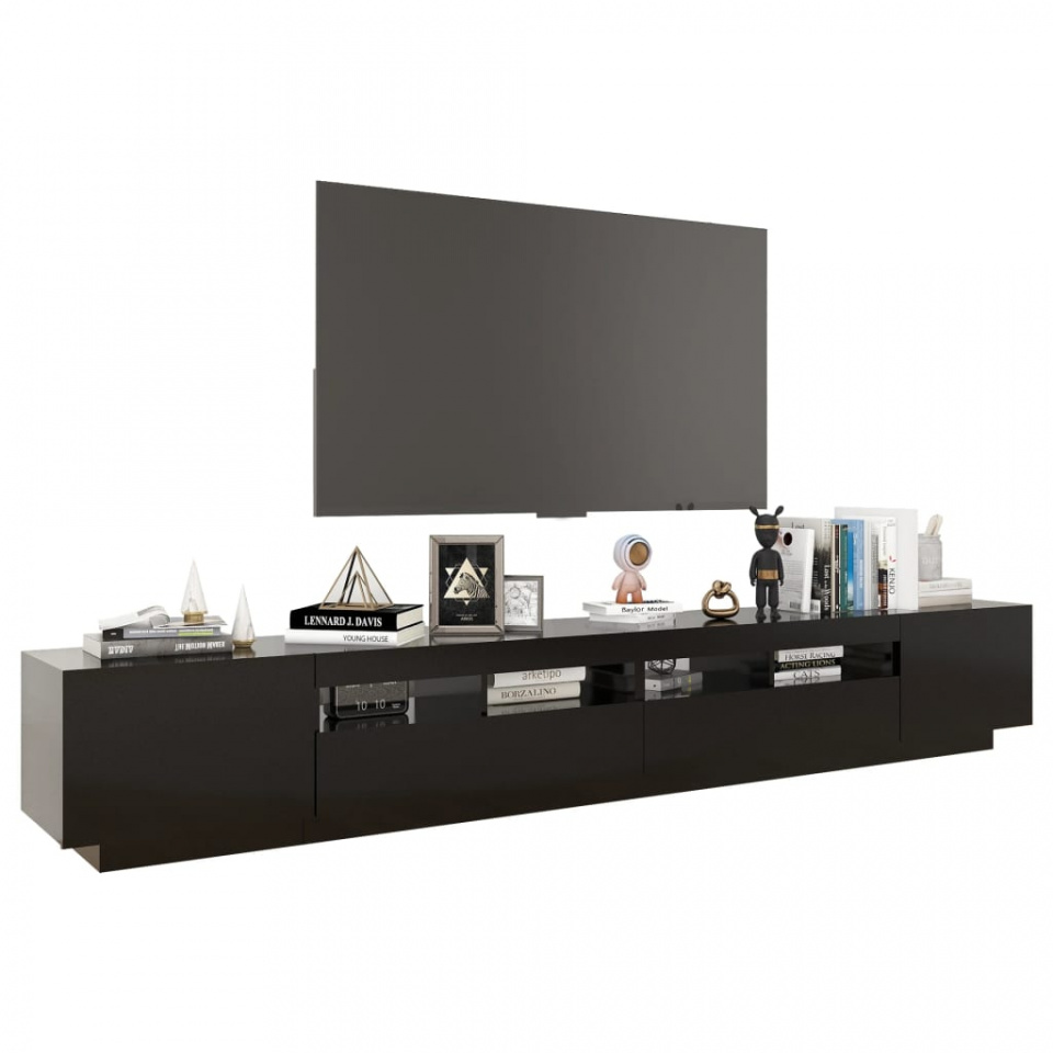 Comodă TV cu lumini LED, negru, 260x35x40 cm - 4 | YEO