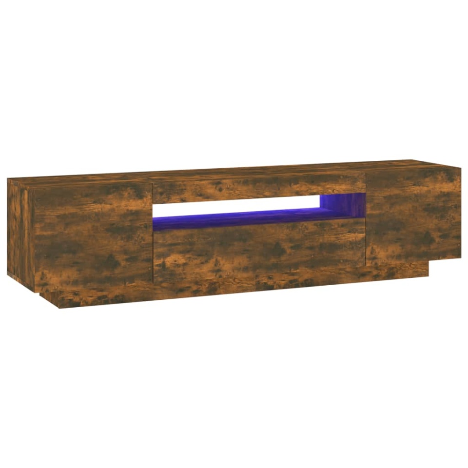 Comodă TV cu lumini LED, stejar fumuriu, 160x35x40 cm - 1 | YEO