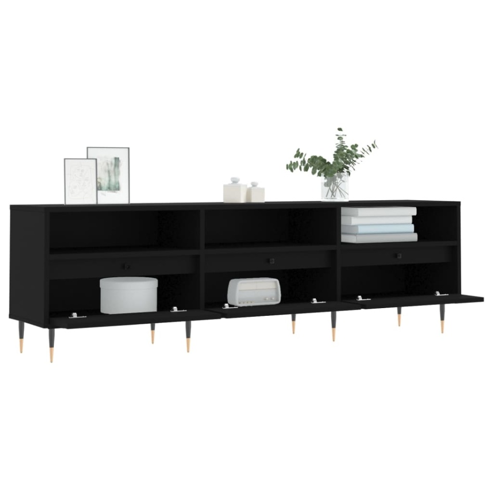 Comodă TV, negru, 150x30x44,5 cm, lemn prelucrat - 3 | YEO