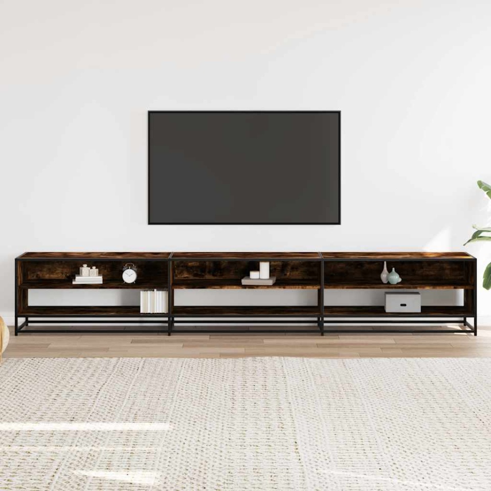Comodă TV, stejar fumuriu, 270x40x46 cm, lemn prelucrat - 2 | YEO