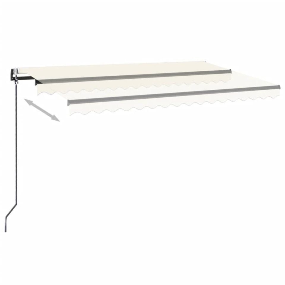 Copertină automată cu LED & senzor vânt, crem, 450x350 cm - 2 | YEO