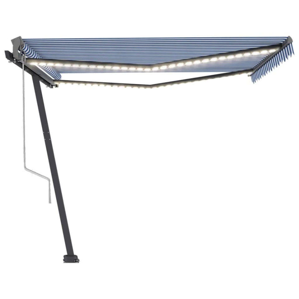 Copertină automată cu senzor vânt&LED, albastru&alb, 400x300 cm - 1 | YEO