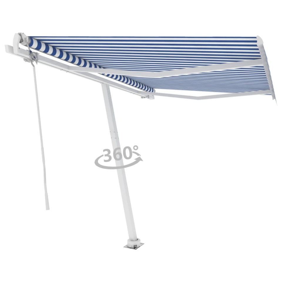 Copertină autonomă retractabilă automat albastru&alb 300x250 cm - 2 | YEO