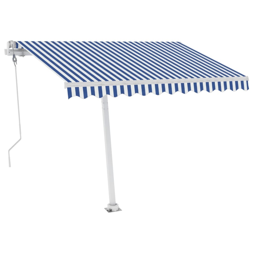 Copertină autonomă retractabilă automat albastru&alb 350x250 cm - 3 | YEO