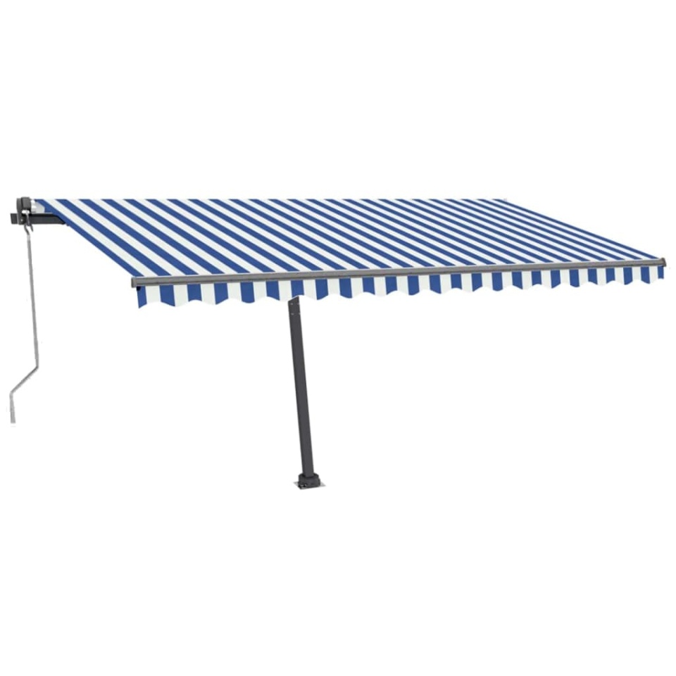 Copertină autonomă retractabilă automat albastru&alb 400x300 cm - 2 | YEO