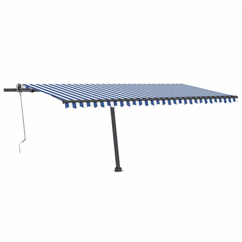 Copertină autonomă retractabilă automat albastru&alb 500x300 cm - 1 | YEO