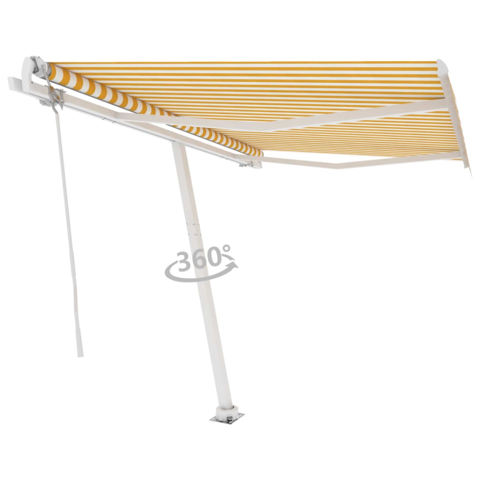Copertină autonomă retractabilă automat galben&alb 300x250 cm - 2 | YEO