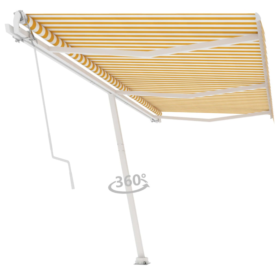Copertină autonomă retractabilă automat galben&alb 600x350 cm - 2 | YEO