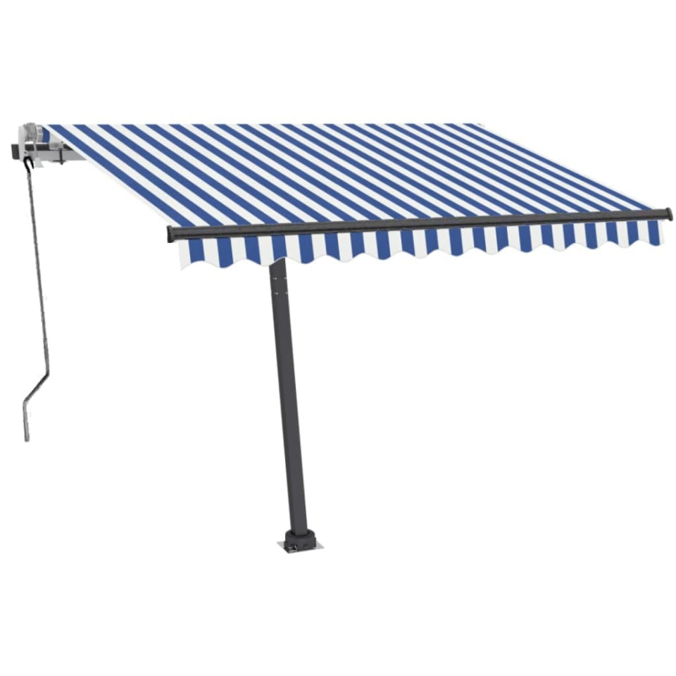 Copertină autonomă retractabilă manual albastru&alb 350x250 cm - 2 | YEO