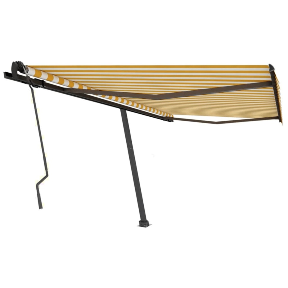 Copertină autonomă retractabilă manual, galben/alb, 450x350 cm - 1 | YEO