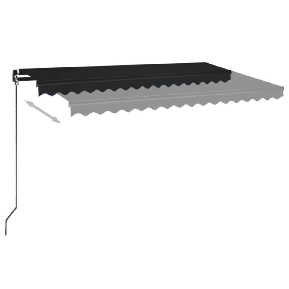 Copertină manuală retractabilă, cu LED, antracit, 450x350 cm - 2 | YEO