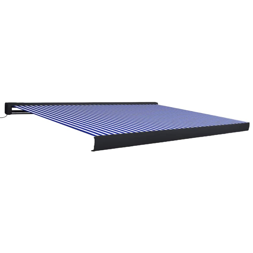 Copertină motorizată tip casetă, albastru și alb, 400 x 300 cm - 1 | YEO