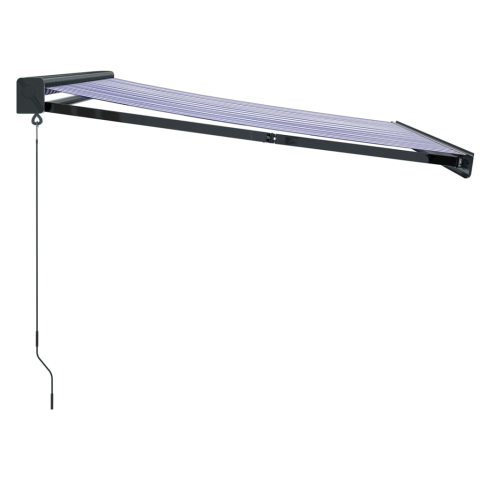 Copertină retractabilă albastru/alb, 4x3 m, textil/aluminiu - 3 | YEO