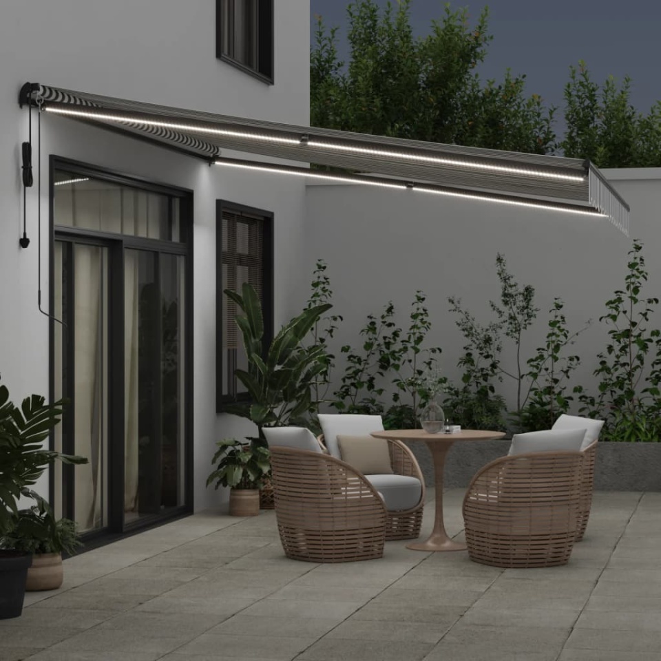 Copertină retractabilă automat cu LED, antracit/alb, 400x300 cm - 2 | YEO