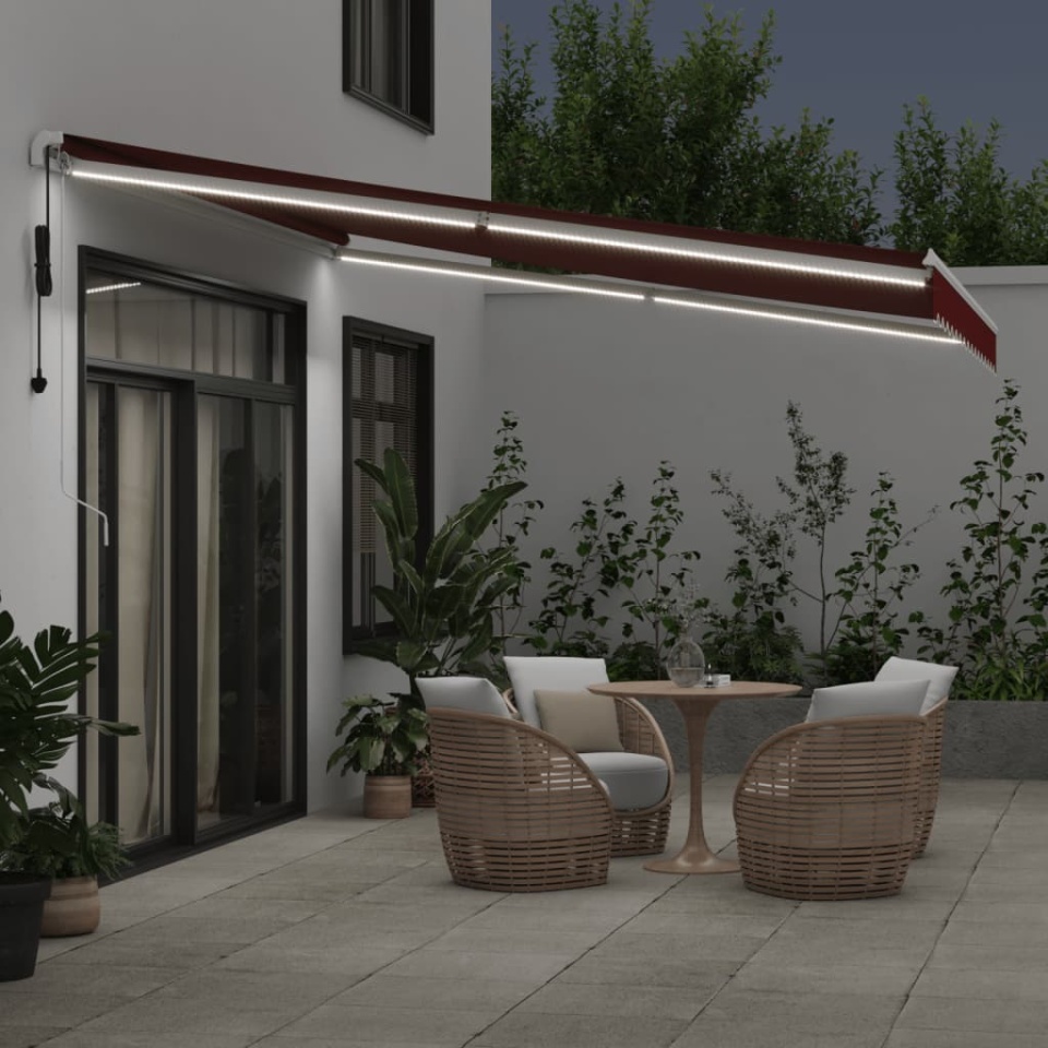 Copertina retractabilă automat cu LED, vișiniu, 400x350 cm - 2 | YEO